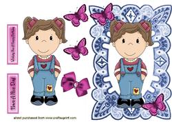 Cute Little Girl in Blue Dungarees