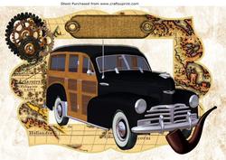 1948 Black and Tan Woody, in a Map Frame A4