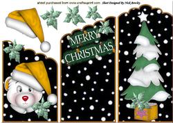 Lovely Bear in Gold with Tree Cascading Card