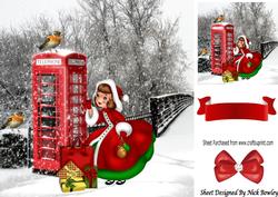 Have to Phone Home! Lovely Christmas Scene with Robbins 8x8