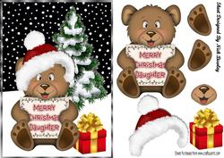 Cute Teddy in Santa Hat for Daughter A5