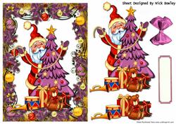 Santa with Pink Christmas Tree and Toys