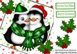 Cuddle Up Penguins with Holly and Stars 8x8