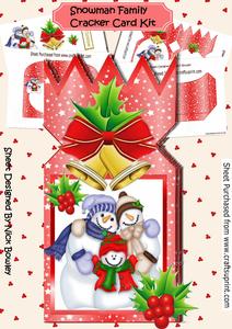 Snowman Family with Bells and Holly Cracker Card Kit