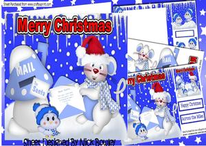 Cute Little Santa Mouse with Little Bird & Letter 8x8 Kit