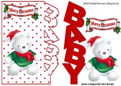 Baby White Bear in Santa Hat Over the Edge Card
