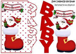Santa in His Stocking Over the Edge for Baby