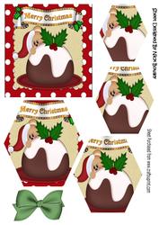 Peekaboo Teddy with Christmas Pudding Hexagon Pyramids