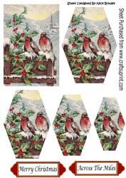 Lovely Vintage Robins in the Snow Hexagon Pyramids