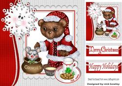 Cute Teddy with Little Mouse and Milk for Santa 8x8