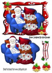 Santa Sitting on the Sofa with His Sacks of Messages