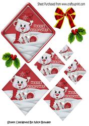 Little Bear with Red Present Diamond Pyramids