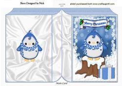 Cute Penguin in Spot Scarf, on a Snow Log Folded Book