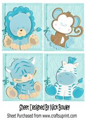 Four Little Toppers of Sleepy Jungle Babies (blue)