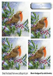 Lovely Robin in the Snow with Berries Pyramids
