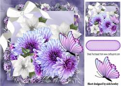 Pretty Lilac and White Flowers in Floral Frame 8x8