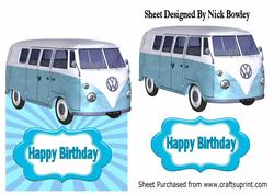 Blue Split Screen Campervan Over the Edge Card