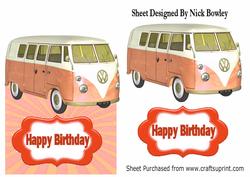 Orange Split Screen Campervan Over the Edge Card
