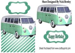 Green Split Screen Campervan Over the Edge Card