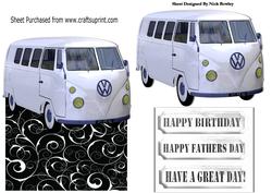 White Split Screen Campervan Over the Edge Card