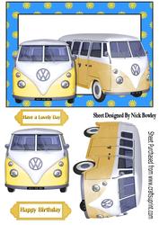 Flower Power Frame with Campervans in Yellow