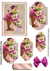 Pretty Coloured Pansies in a Basket Bracket Pyramids