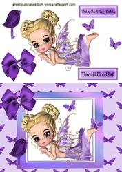 Cute Faerie with Butterflies in Rainbow Frame