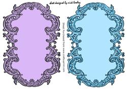 Pretty Scroll Antique Card/toppers in Blue and Lilac