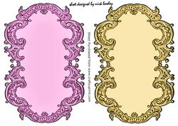 Pretty Scroll Antique Card/toppers in Pink and Gold