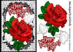 My Valentine, Red Rose, and White Doves, Black Lace