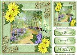 Pretty Lavender Woodland and Yellow Flowers Butterfly