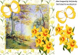 Spring is Here! Pretty Woodland with Daff & Butterfly 8x8