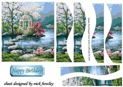 Pretty Japanese Garden with Waterfall Side Wavy Stackers