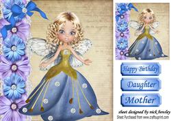 Pretty Faerie with Diamonds and Flowers 8x8