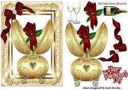 Beautiful Gold Faberge Egg with Red Rose and Bow