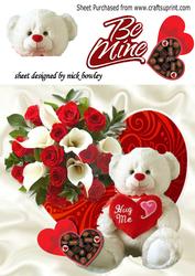 Hug Me White Cuddly Valentine Bear with Roses 8x8