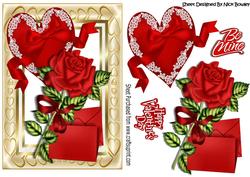 Letter to My Sweetheart, with Red Rose and Heart