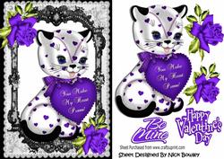You Make My Heart Purrrrrrrrr! Cute Kitty with Purple Roses