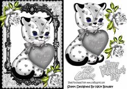 You Make My Heart Purrrrrrrrr! Kitty with Silver Roses