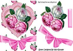 Heart with Pearls Roses and Bow