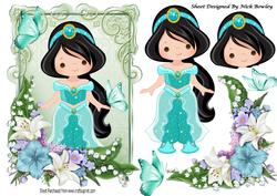 Pretty Princess with Butterflies and Flowers