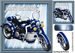 Blue Motorbike in Blue Metallic Frame 8x8
