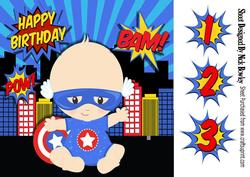 Baby Boy Dressed as Captain America Super Hero 8x8