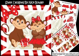 Monkey Love, Kisses and Cuddles Will You Be Mine 8x8 Kit