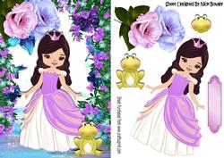 Princess with Fantasy Flowers and Frog