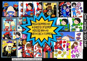 Mega Bumper Kit! 16 Sheets of Super Heroes 8x8 & A5