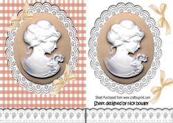 Peach Cameo and White Lace with Bows