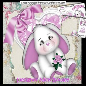 Love Bunny with Pink Heart and Bow 8x8 Mini Kit