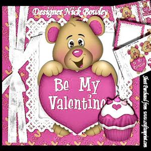 Be My Valentine, with Pink Cupcake Cute Teddy 8x8 Mini Kit