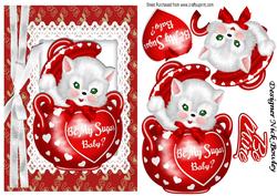 Be My Sugar Baby! Cute White Kitty in Sugar Pot with Bow